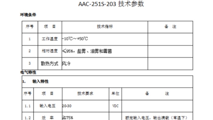 AAC-251S-203电源参数1